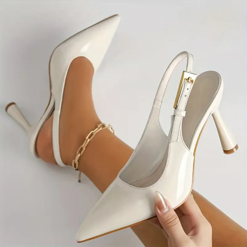 Sophie | Slingback Stiletto Heels with Gold Buckle