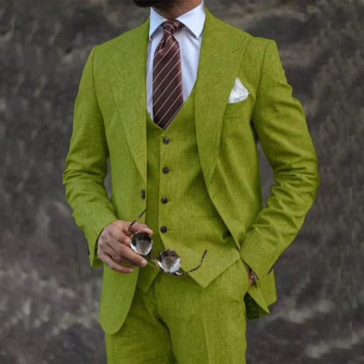 Men's pink slim fit three-piece suit set