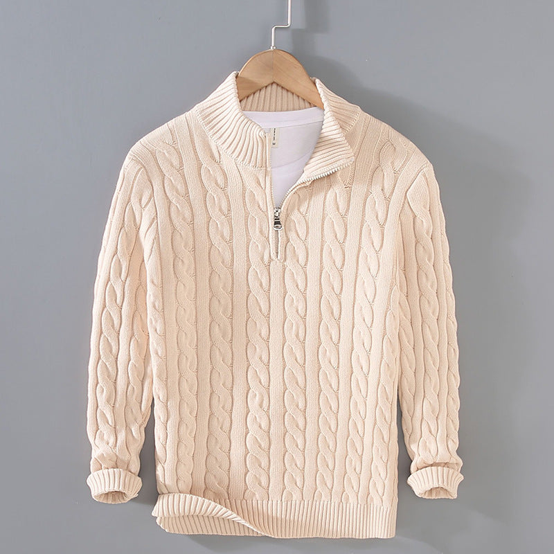 Men's gray slim fit turtleneck sweater on model