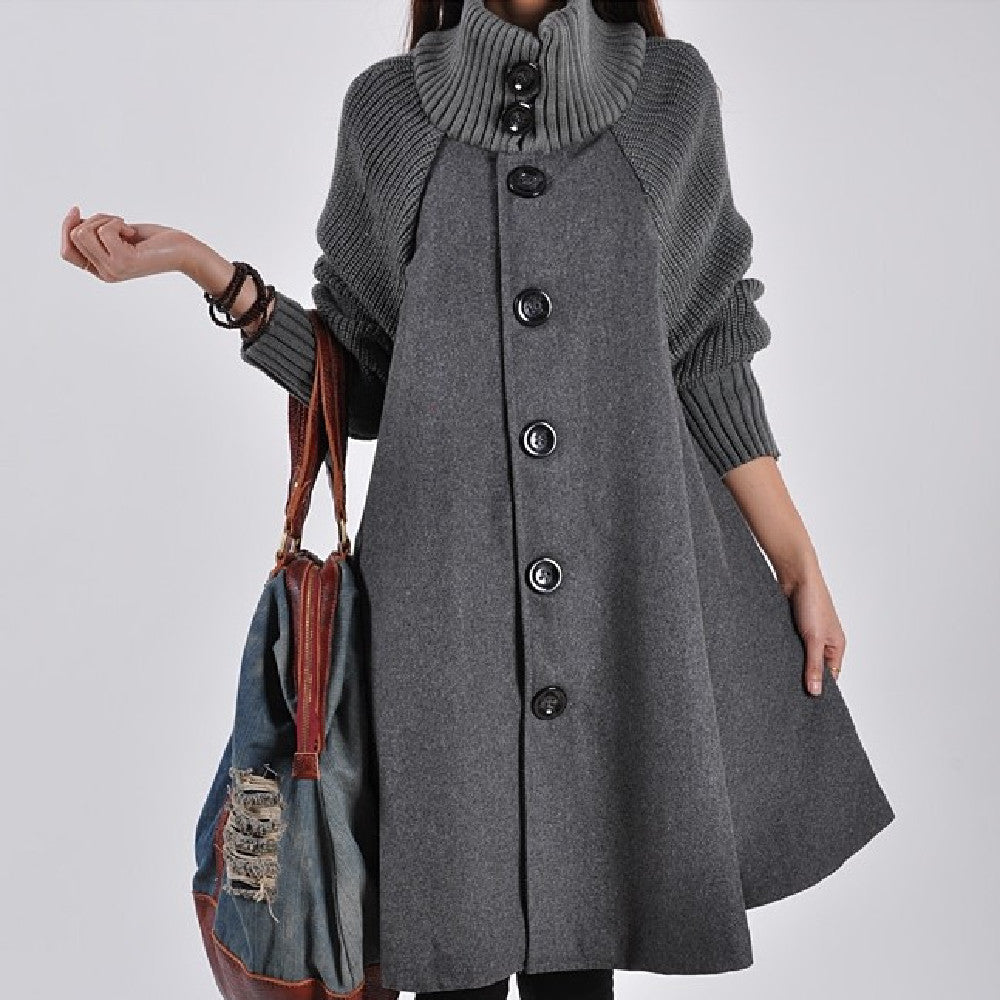 Women's mid-length trench coat in red, gray and black