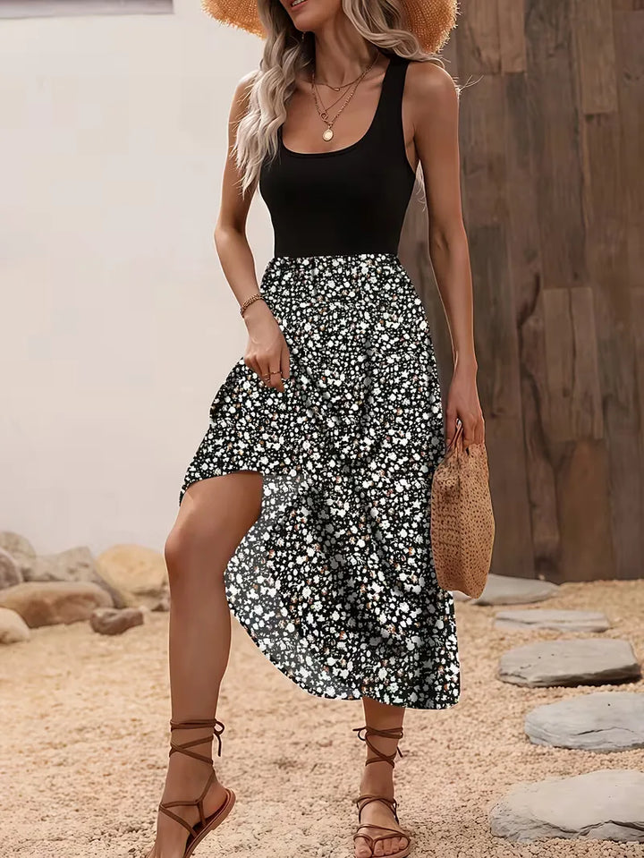 Aria | Floral A-Line Midi Dress