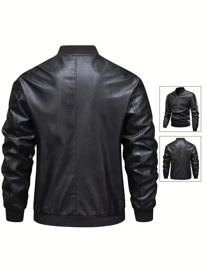 Knox | Slim Fit Leather Bomber Jacket
