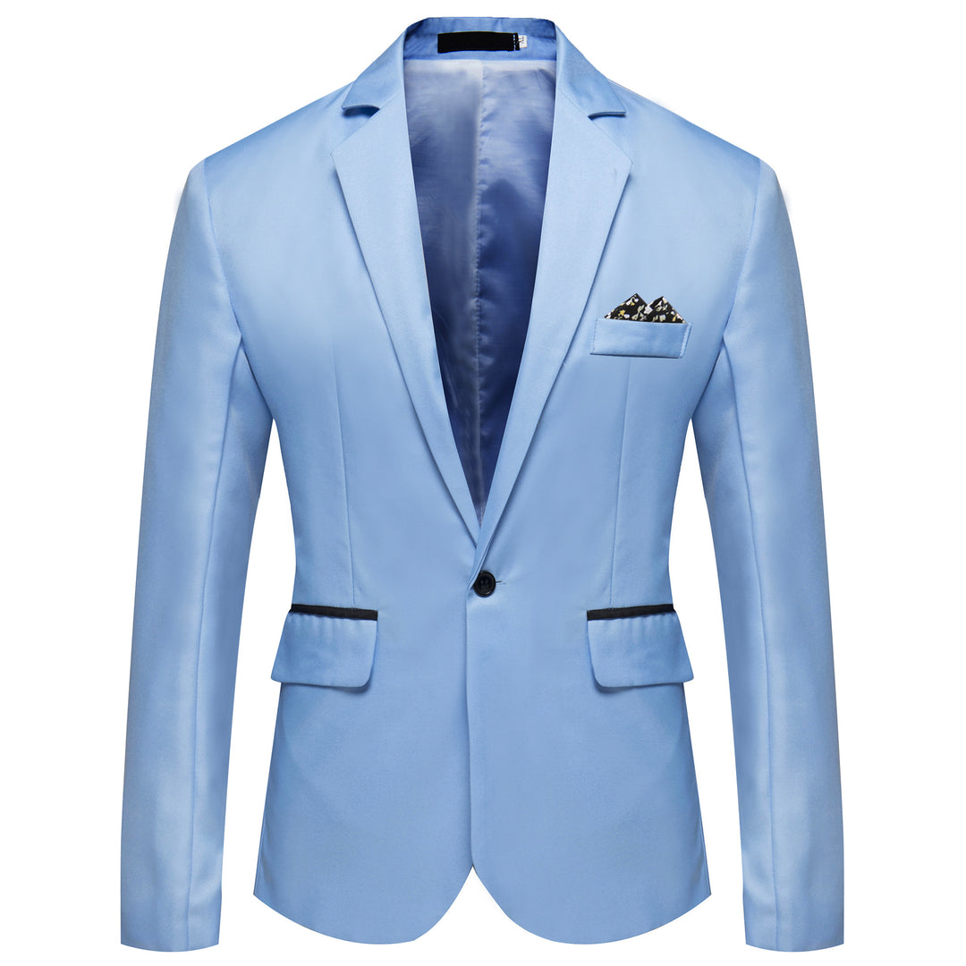 Men's slim fit solid color one button blazer jacket