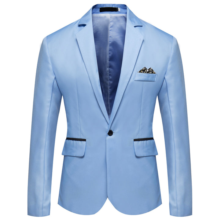 Men's slim fit solid color one button blazer jacket