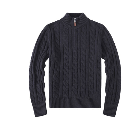 Men's gray slim fit turtleneck sweater on model