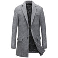 Patrick | Men's Herringbone Wool Coat, Single-Breasted, Thickened, Khaki