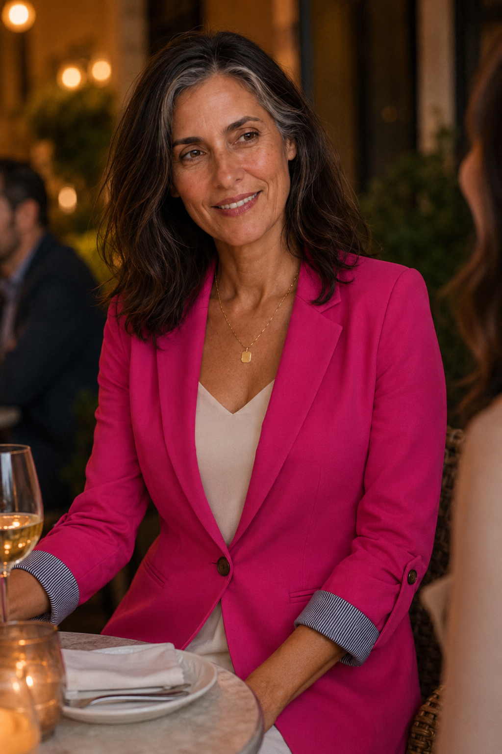 Woman wearing structured lapel blazer cardigan in fall outfit