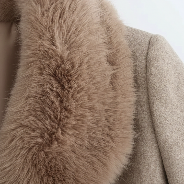 Flannery | Long Wool Coat with Fur Collar