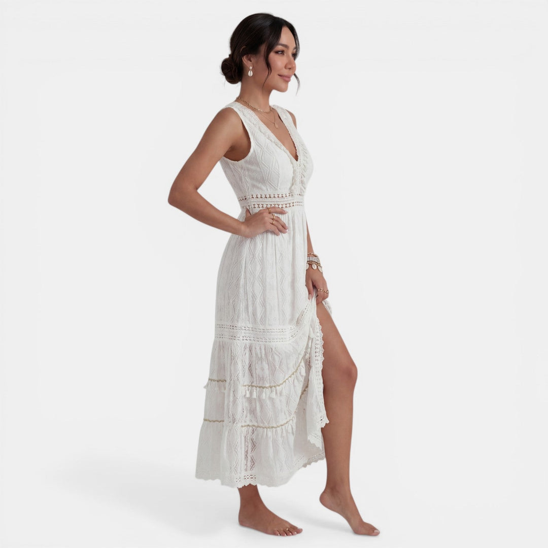 Sabine | Boho Lace V-Neck Maxi Dress