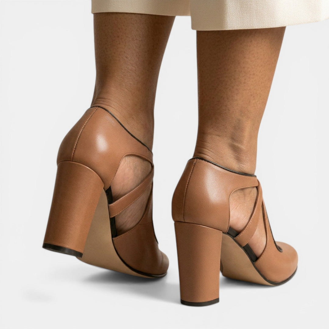 Priscilla | Leather T-Strap Heel Sandals
