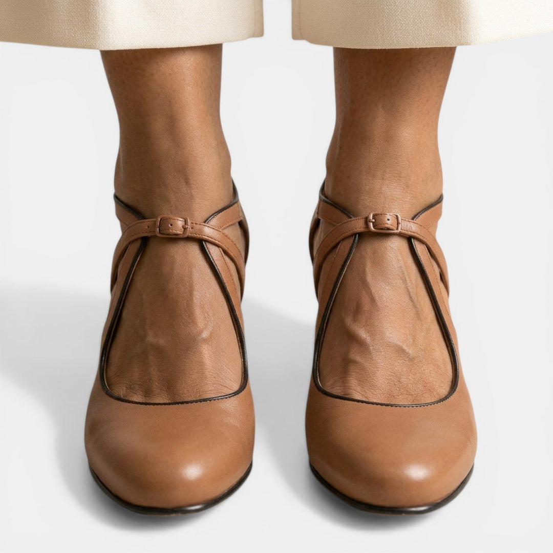 Priscilla | Leather T-Strap Heel Sandals