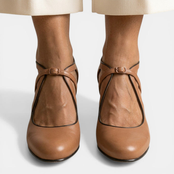 Priscilla | Leather T-Strap Heel Sandals
