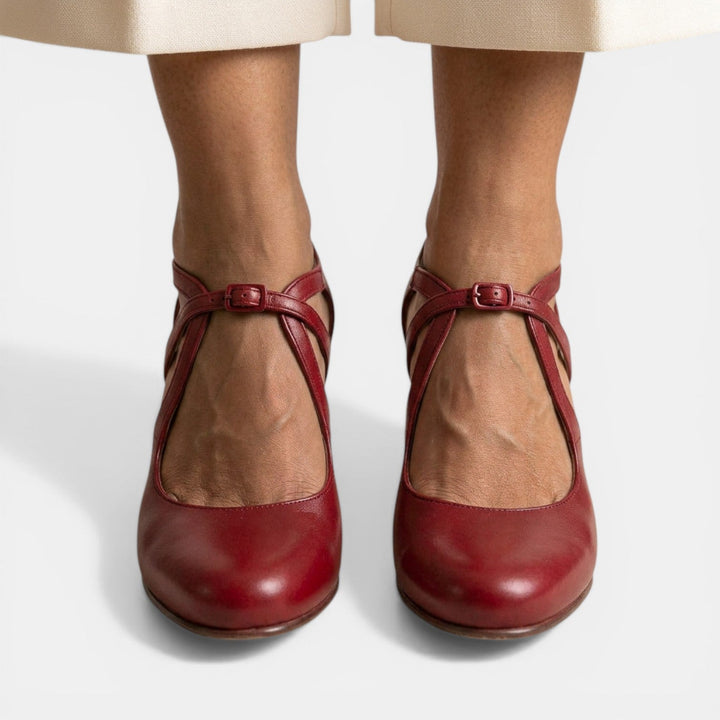 Priscilla | Leather T-Strap Heel Sandals
