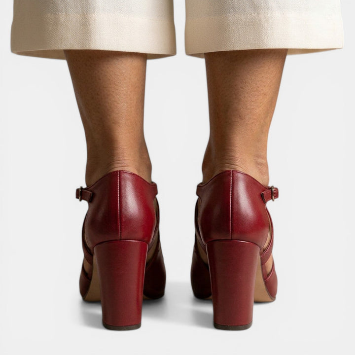 Priscilla | Leather T-Strap Heel Sandals