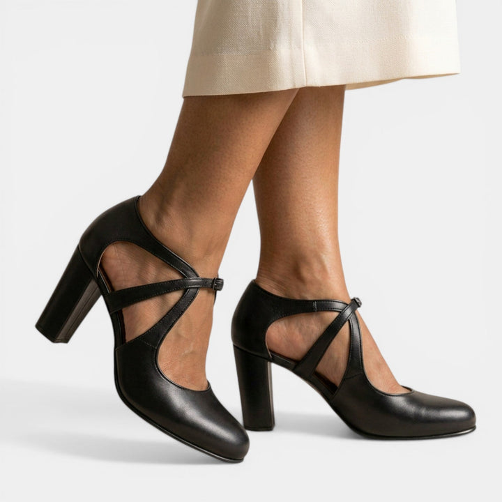 Priscilla | Leather T-Strap Heel Sandals