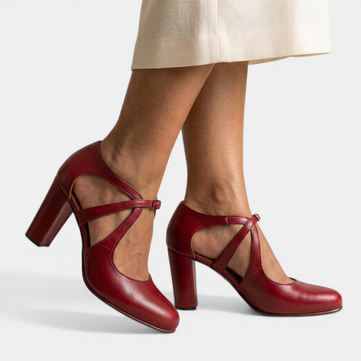 Priscilla | Leather T-Strap Heel Sandals