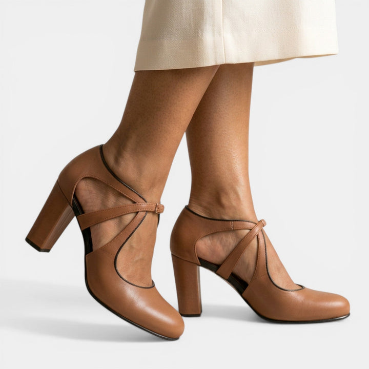 Priscilla | Leather T-Strap Heel Sandals
