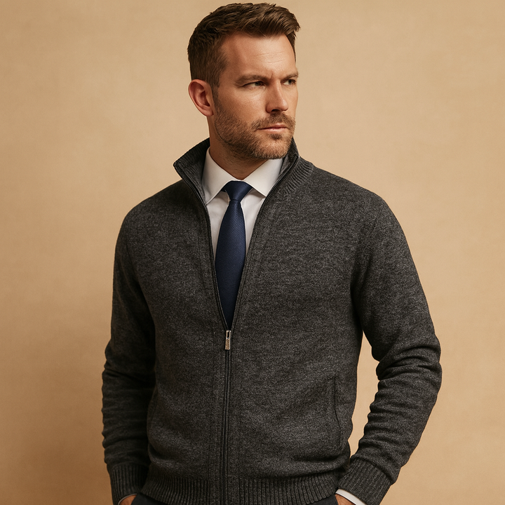 Ethan | Classic Full Zip Knit Cardigan