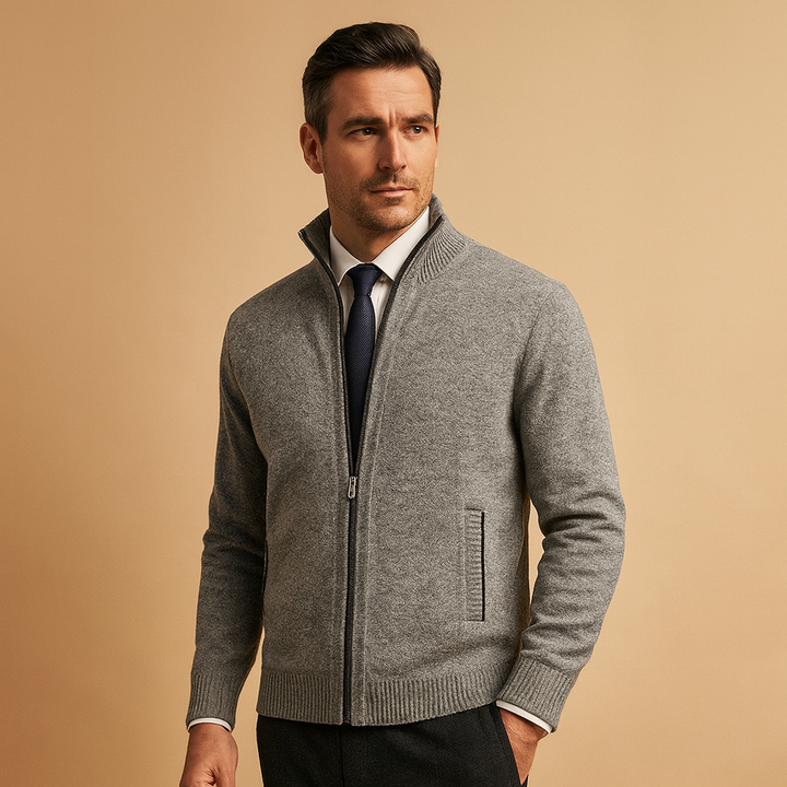Ethan | Classic Full Zip Knit Cardigan