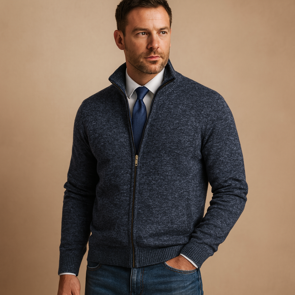 Ethan | Classic Full Zip Knit Cardigan