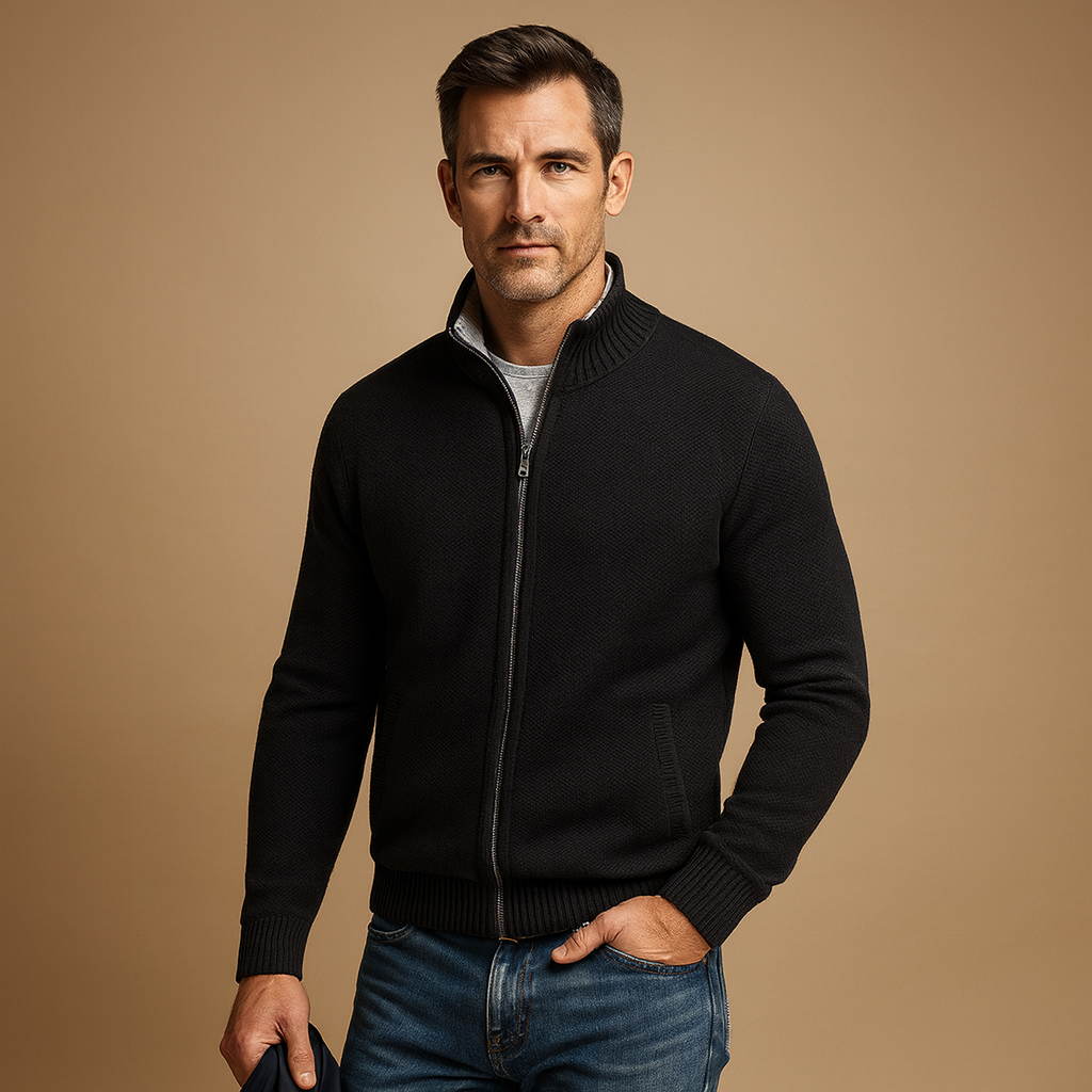 Ethan | Classic Full Zip Knit Cardigan