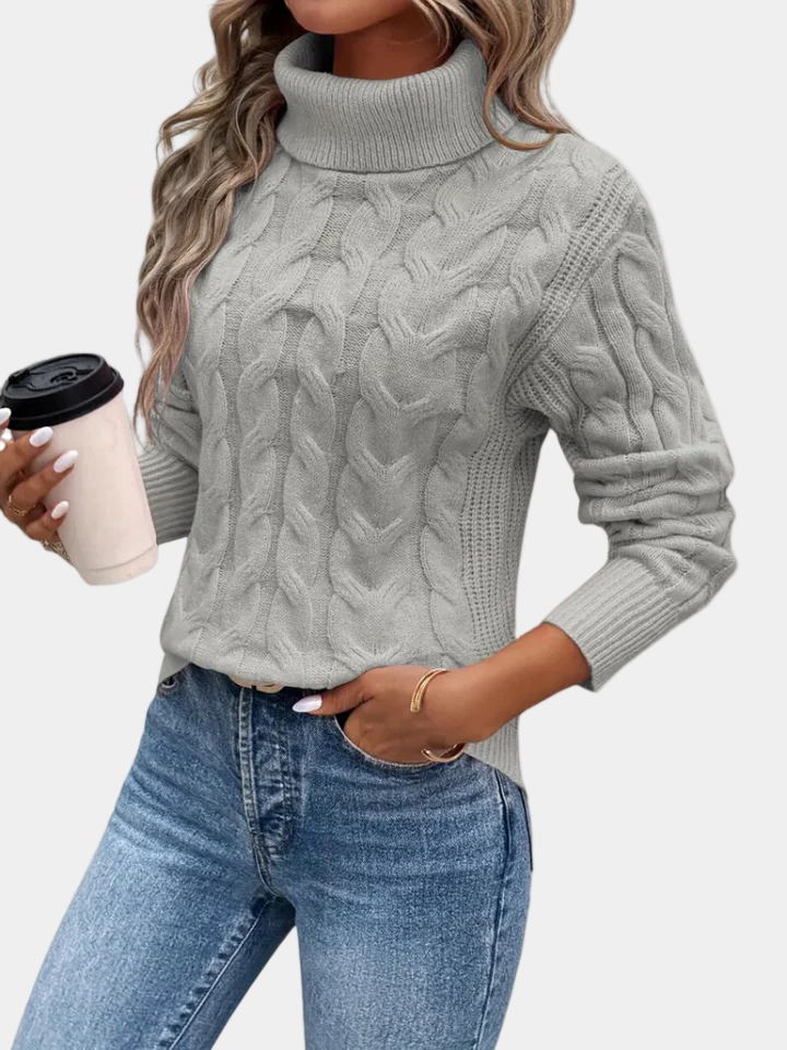 Everly | Cozy Cable Knit Turtleneck Pullover