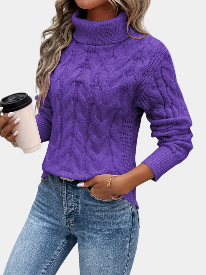 Everly | Cozy Cable Knit Turtleneck Pullover