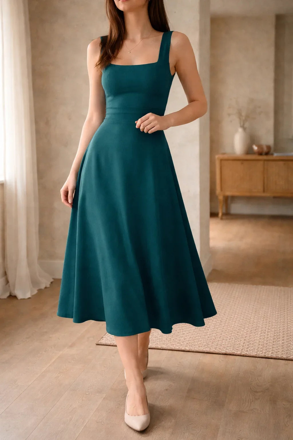 Seraphina | Square Neck Midi Dress