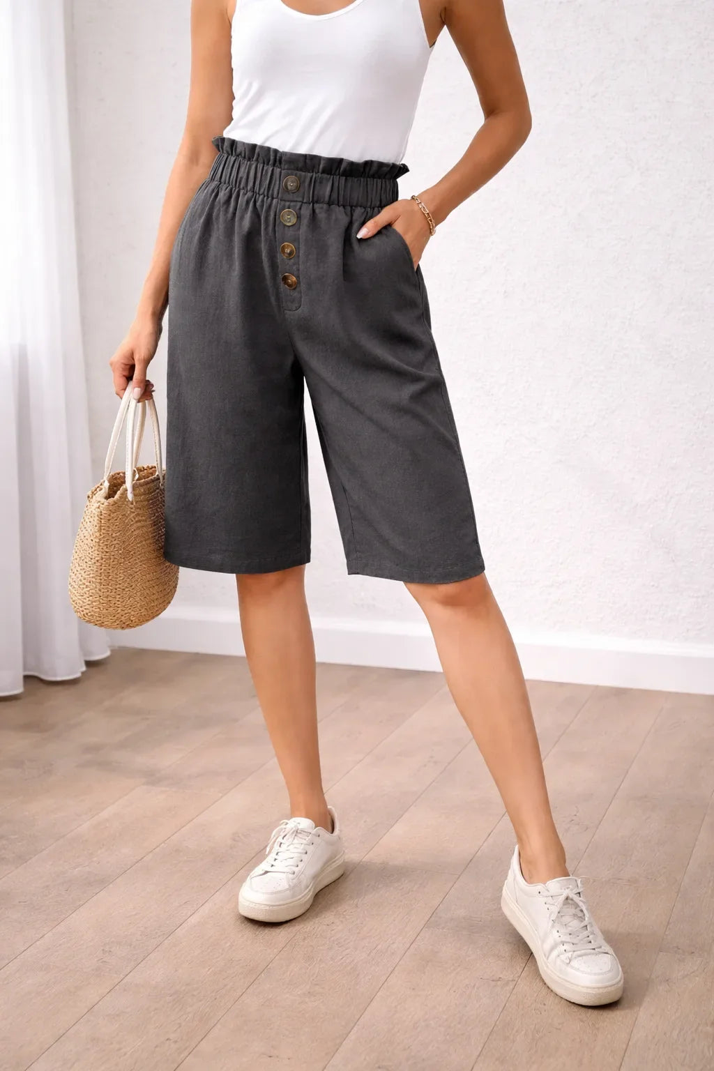 Harper | Paperbag Waist Bermuda Shorts