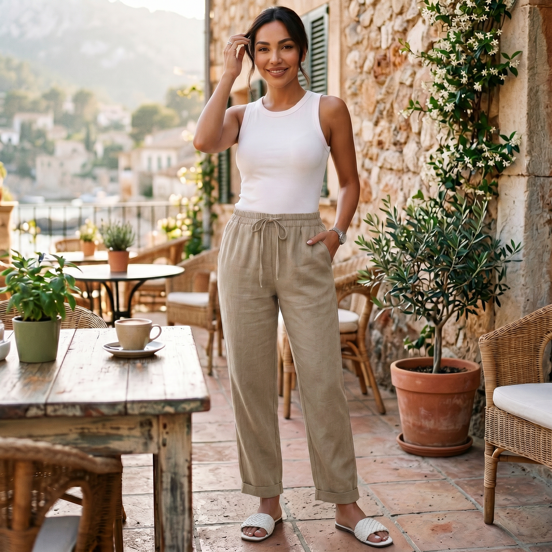 Cecily | High-Waisted Linen Pants
