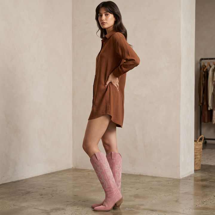 Blythe | Cowboy Boots - Low Block Heel, Elegance