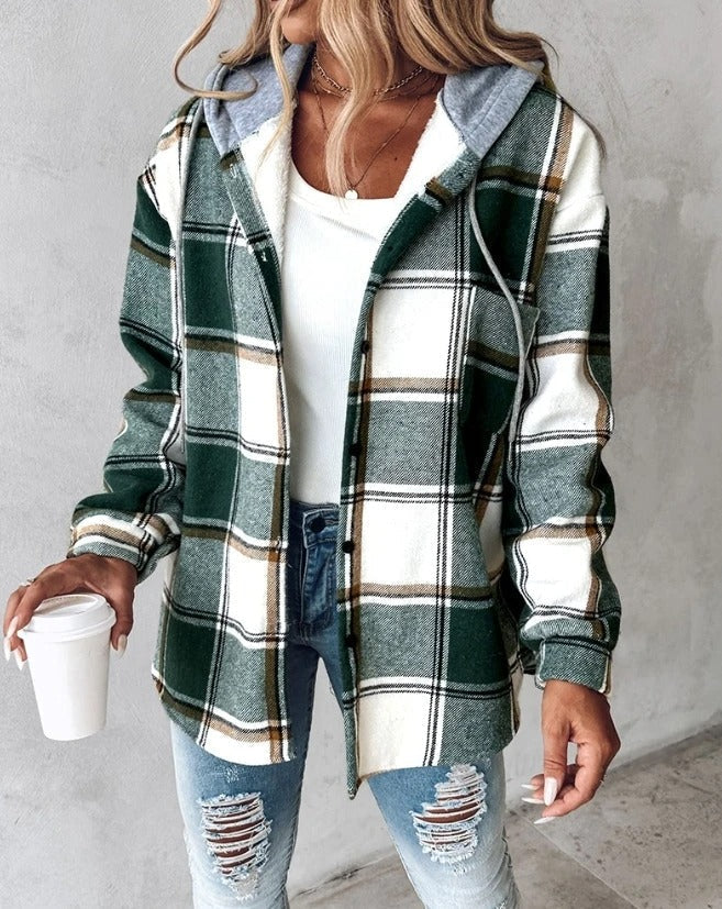 Savannah | Cozy Plaid Hooded Shacket