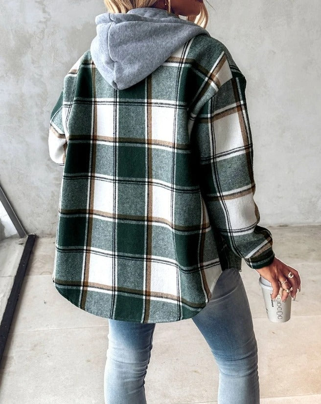 Savannah | Cozy Plaid Hooded Shacket