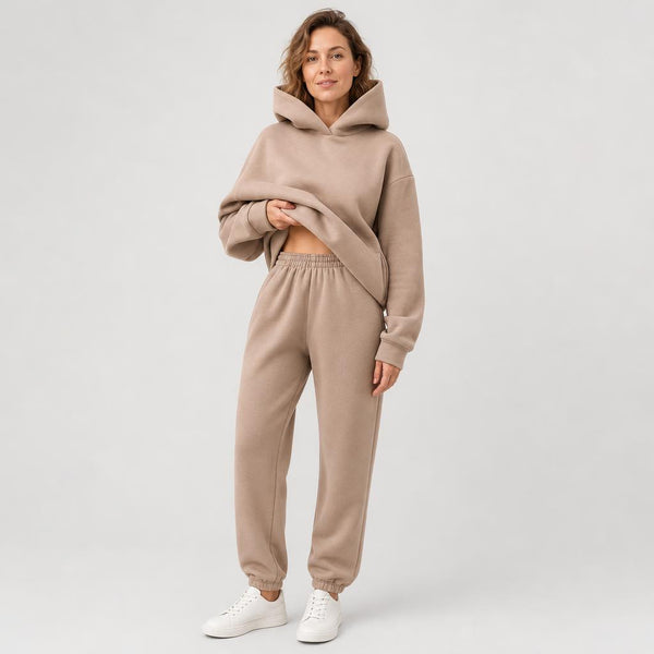 Aria | Women's Relaxed Hooded Knit Two-Piece Tracksuit with Side Pockets