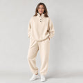 Eleanor | Women's Oversized Snap Stand Collar Pullover and Sweatpants Set with Pockets