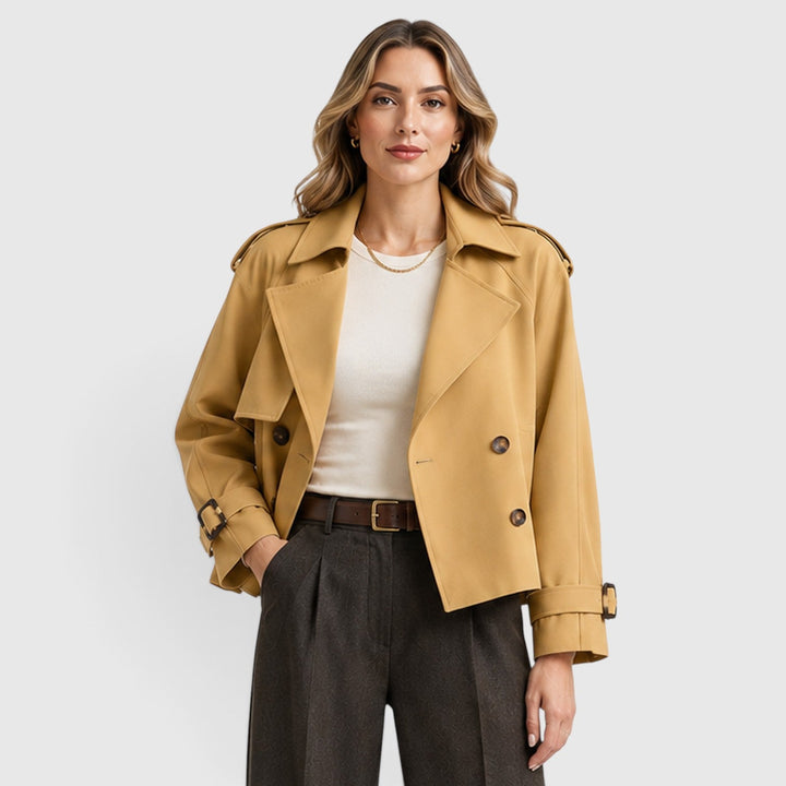 Ivy | Cropped Double-Breasted Trench Jacket