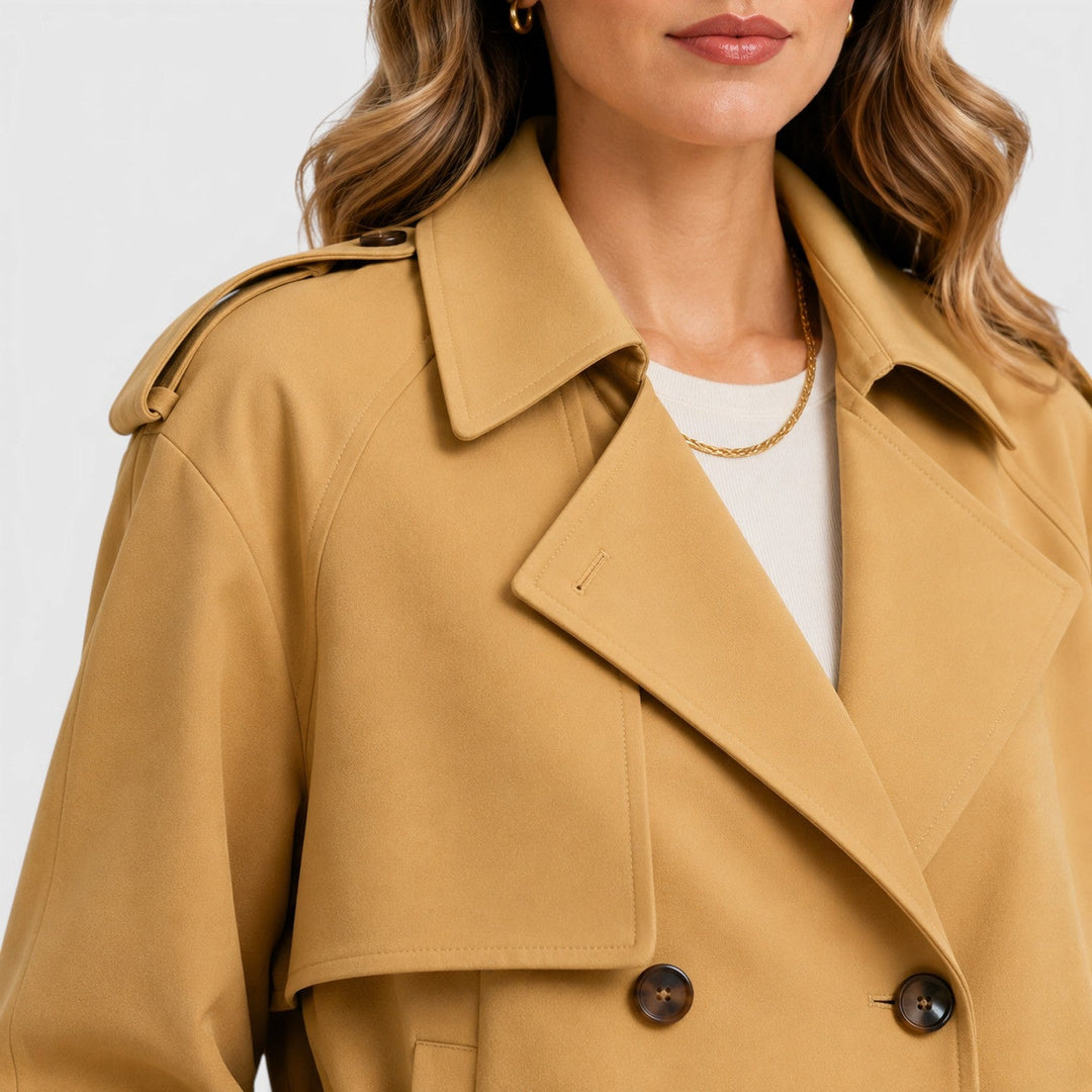 Ivy | Cropped Double-Breasted Trench Jacket