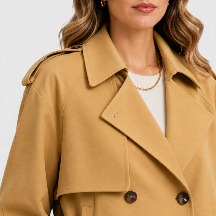 Ivy | Cropped Double-Breasted Trench Jacket