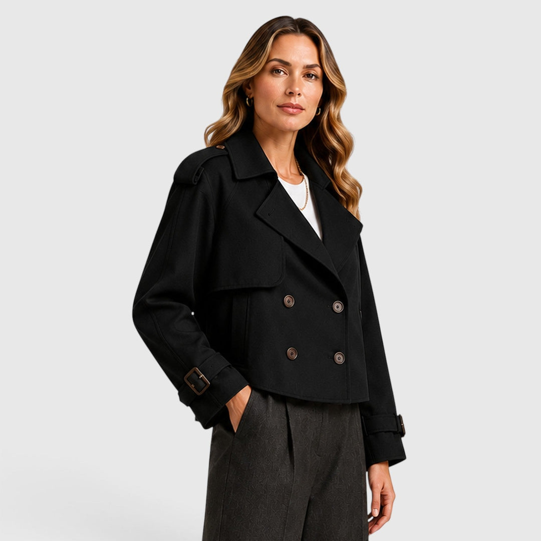 Ivy | Cropped Double-Breasted Trench Jacket