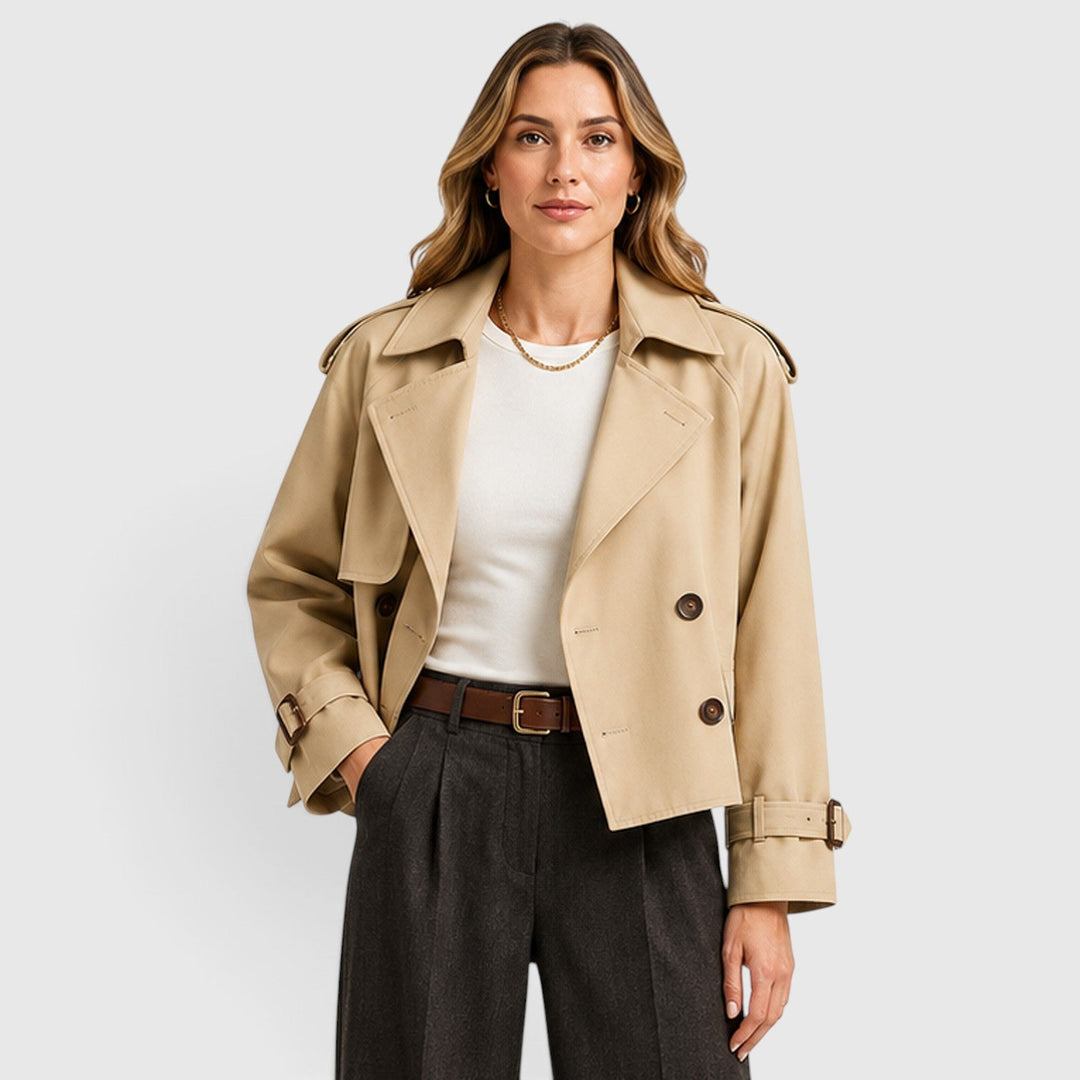 Ivy | Cropped Double-Breasted Trench Jacket