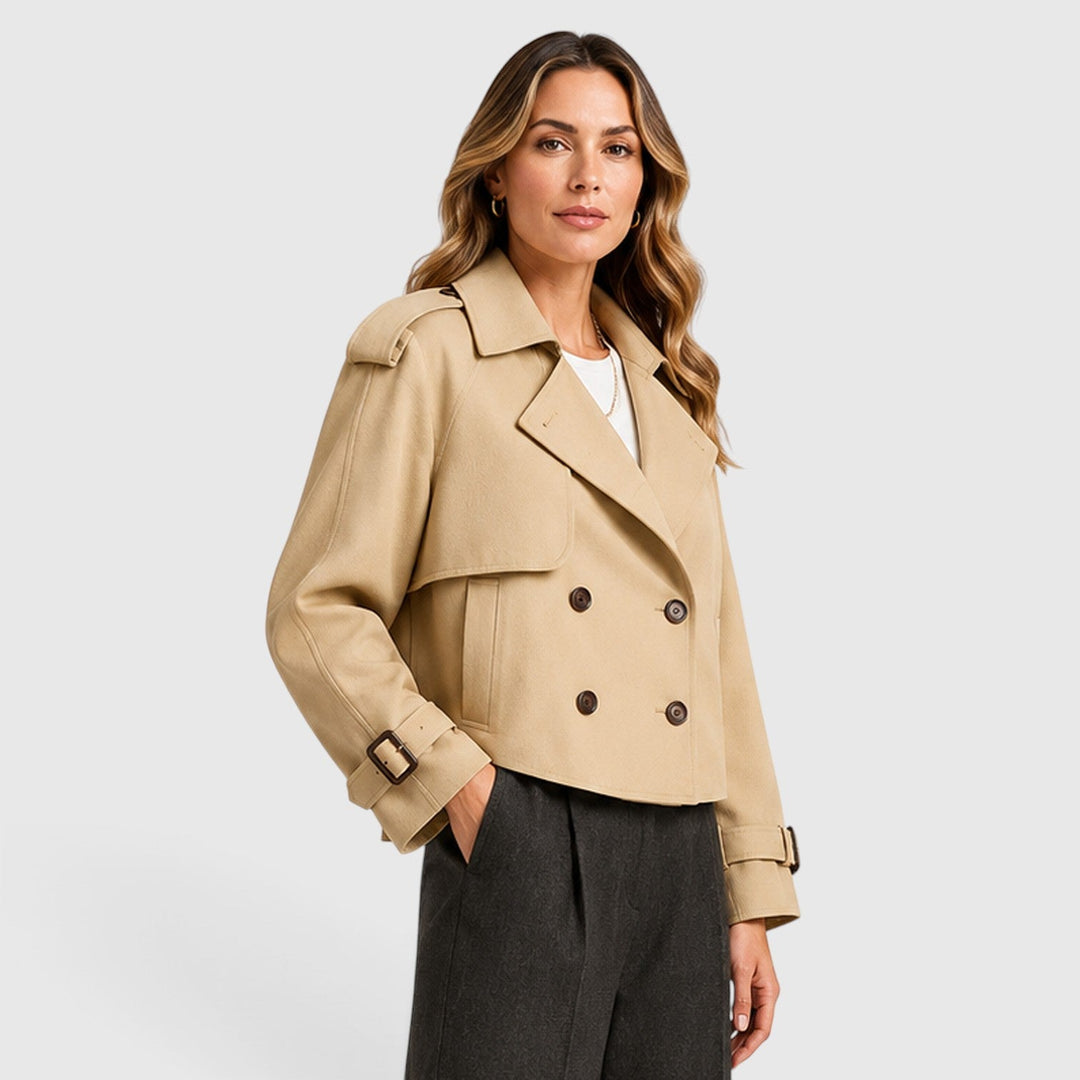 Ivy | Cropped Double-Breasted Trench Jacket