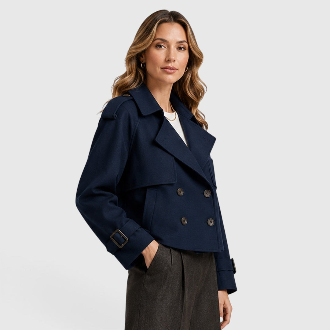 Ivy | Cropped Double-Breasted Trench Jacket