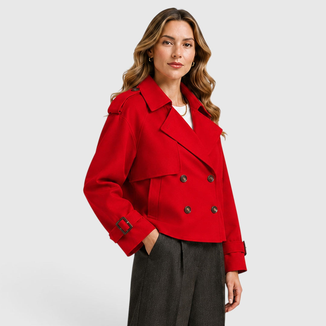 Ivy | Cropped Double-Breasted Trench Jacket