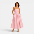 Bella | Strapless Pleated Midi Dress