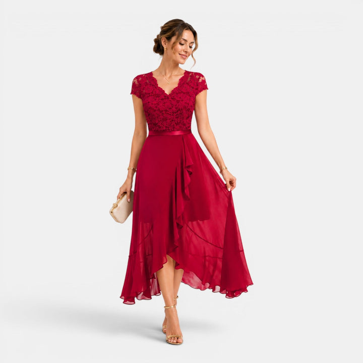 Sophia | Lace Midi Dress with V-Neck