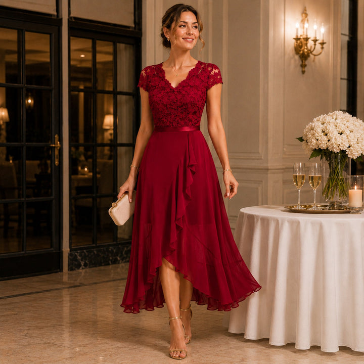 Sophia | Lace Midi Dress with V-Neck