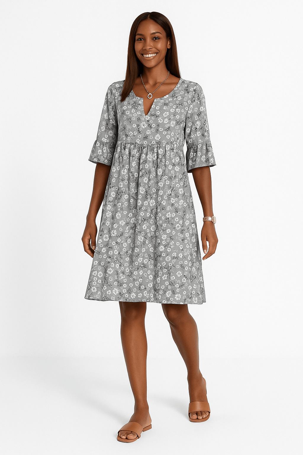 Olivia Pink Floral Casual Dress