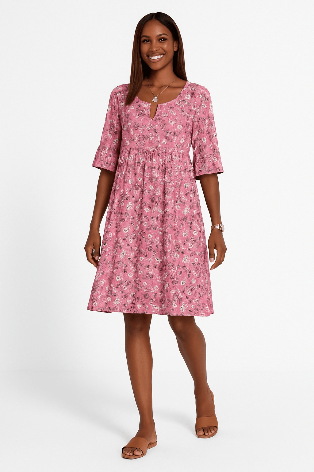 Olivia Pink Floral Casual Dress