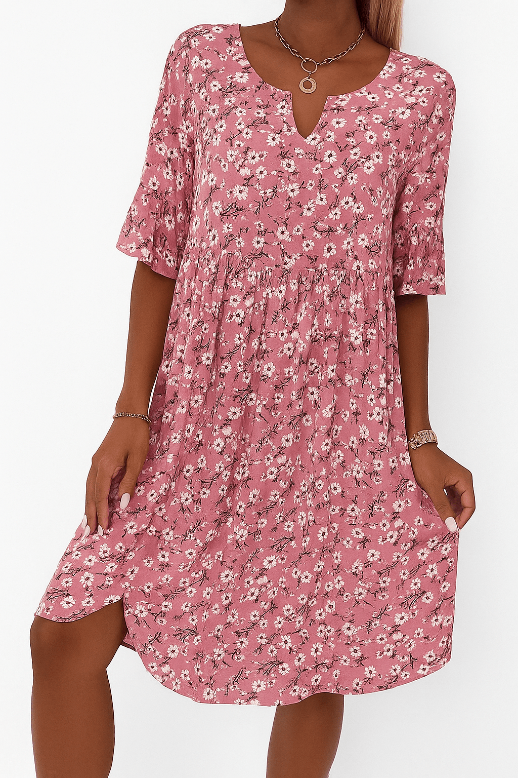 Olivia Pink Floral Casual Dress