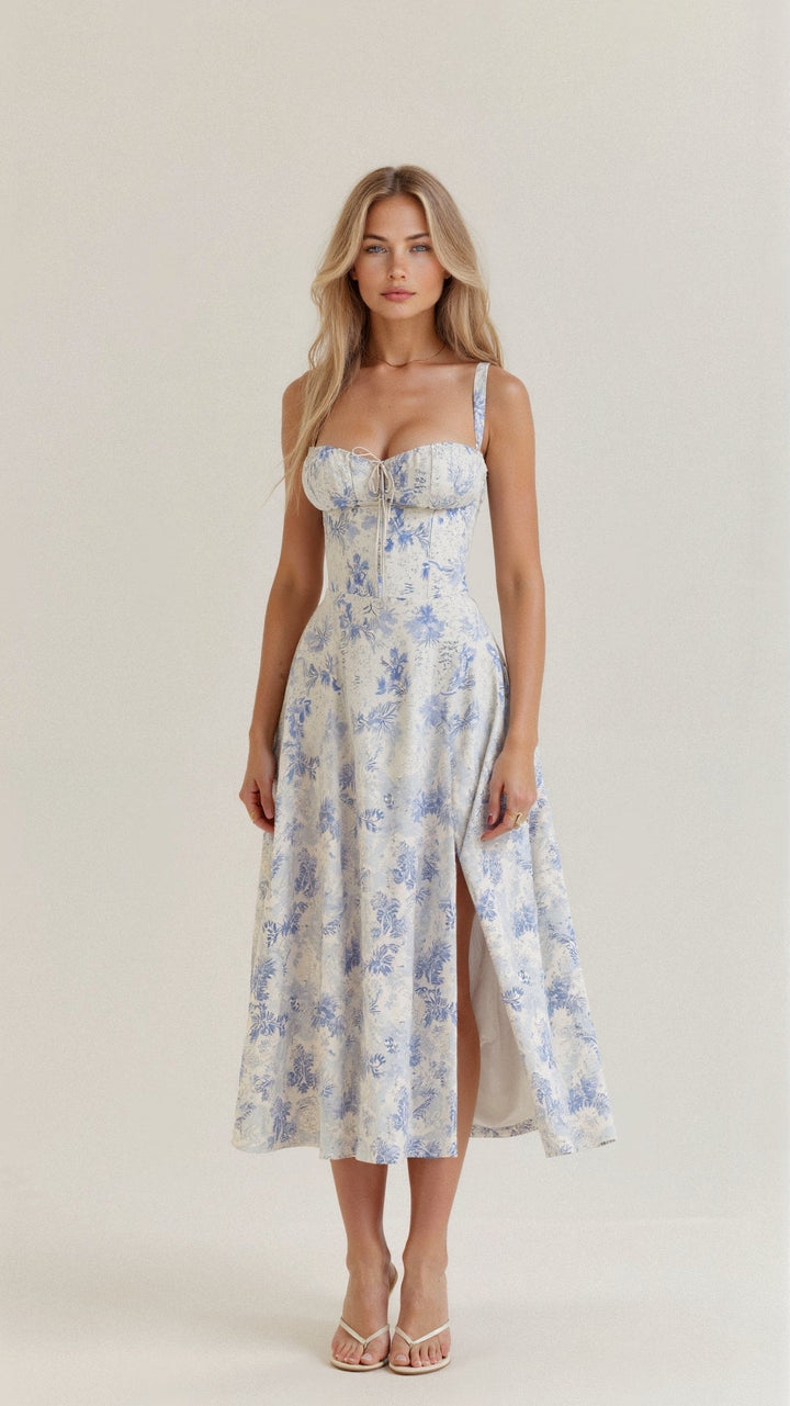 Kiana Floral Corset Midi Dress